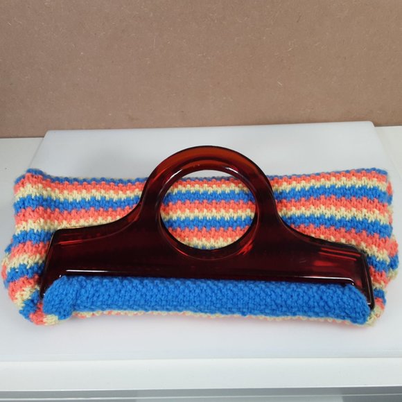 Handmade 1960s Swedish-style Knitted Laptop Purse Bag With Oversize Vintage - Picture 9 of 10